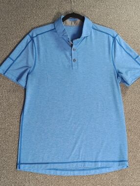 Lululemon Evolution Polo Size Small in Heathered Sky Blue Performance Stretch